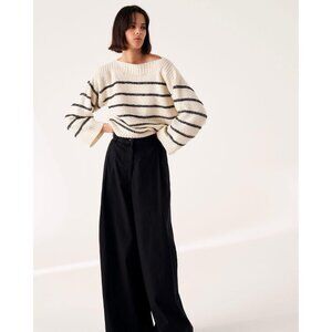 Begg x Co New 100% Cashmere Deauville Sweater Knit Cropped White Black Navy M